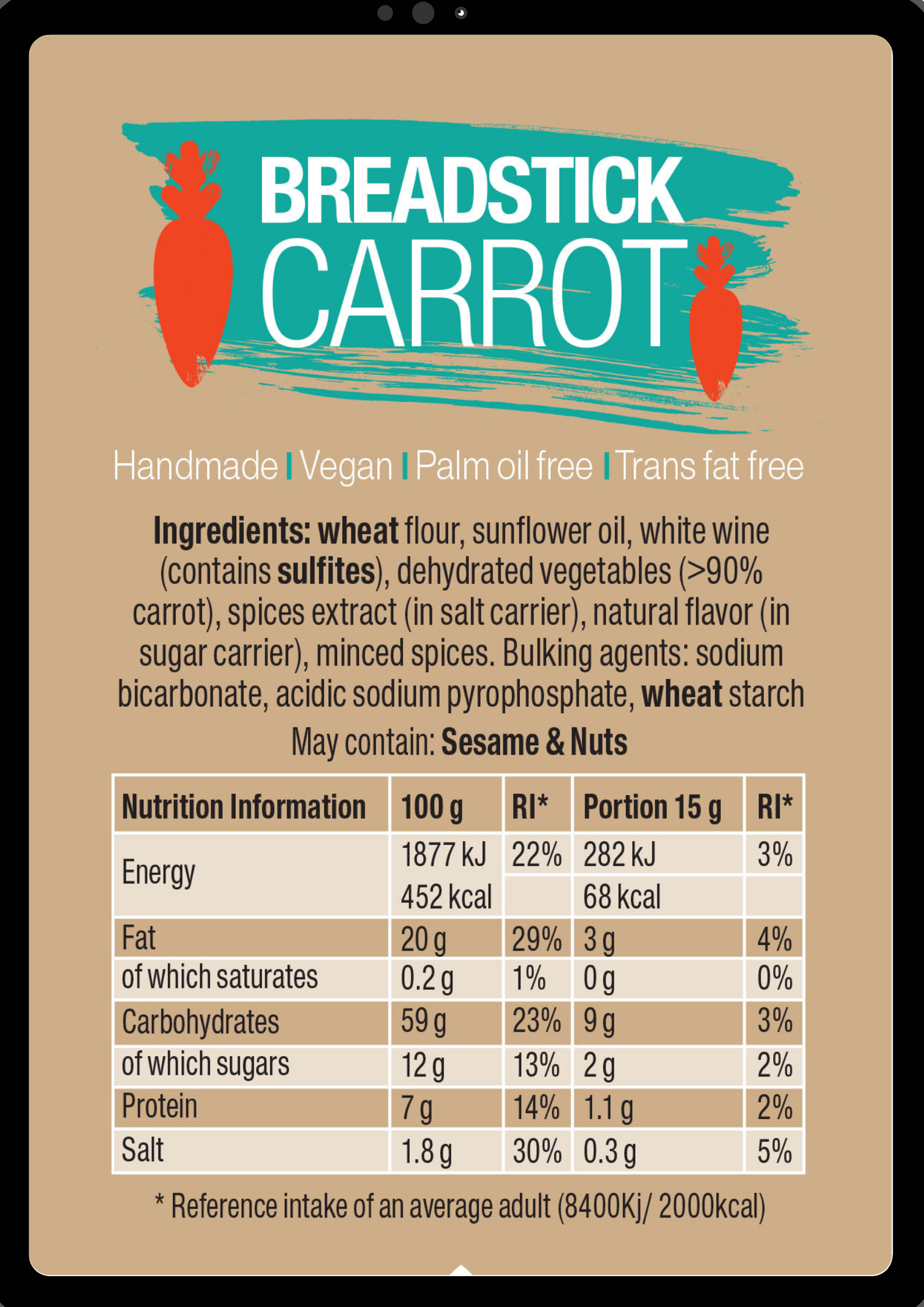Carrot Breadsticks NIMA Foods Limited