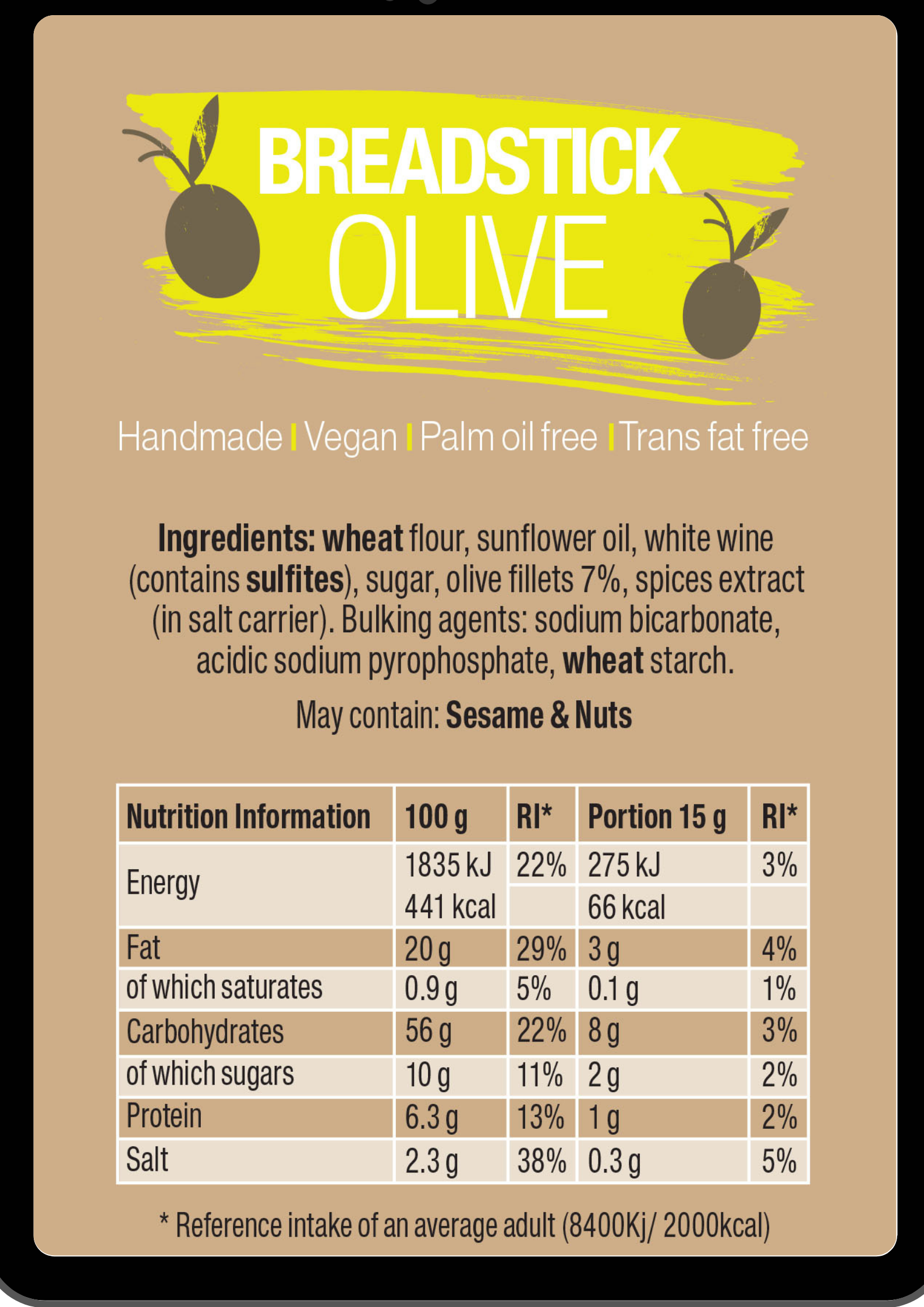 Olive Breadsticks NIMA Foods Limited