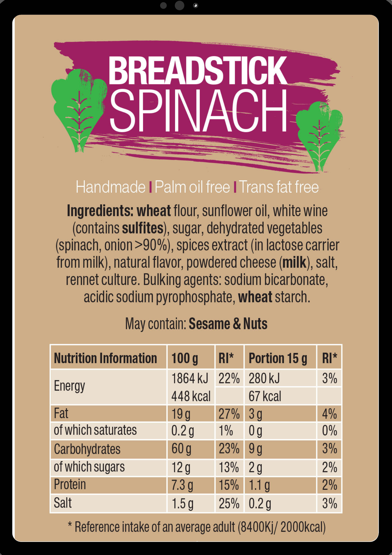 Spinach Breadsticks NIMA Foods Limited