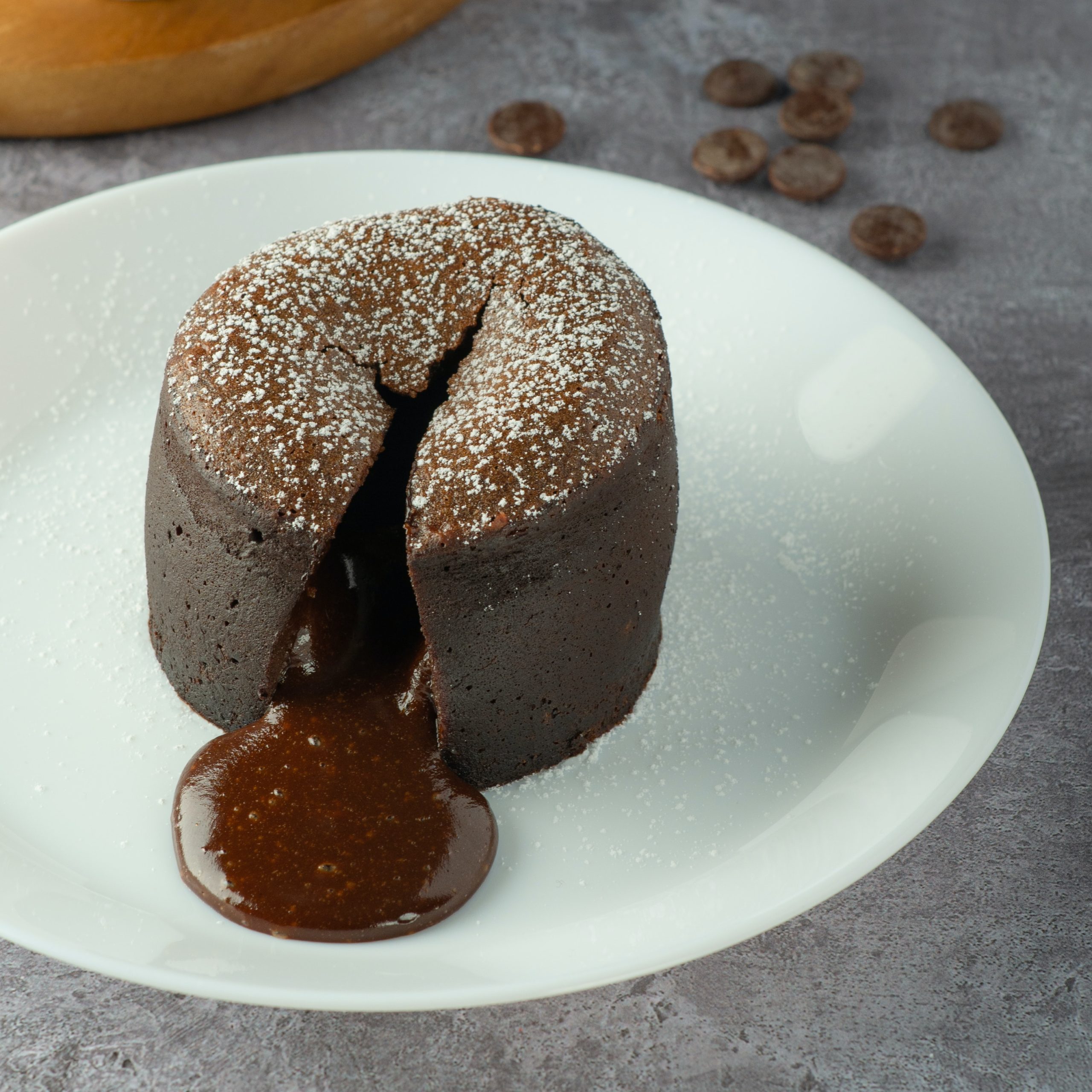 molten lava cake in a plate