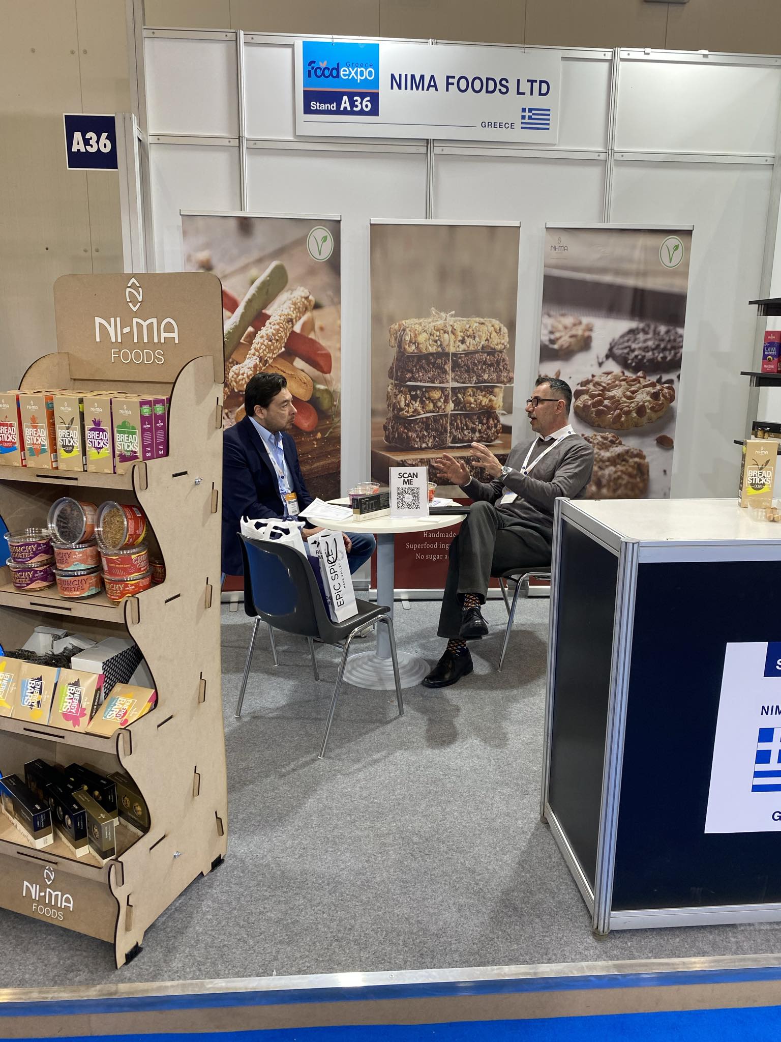 NIMA Foods meeting with an international trade visitor at Food Expo Greece